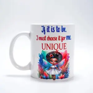Colorful fairy-themed mug with quote