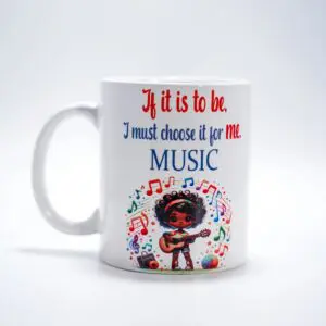 Motivational mug with musical notes