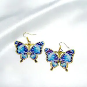 Stylish blue and gold butterfly jewelry