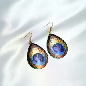 Colorful teardrop earrings displayed elegantly