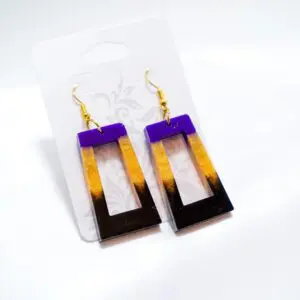 Modern two-tone earrings with gold accents