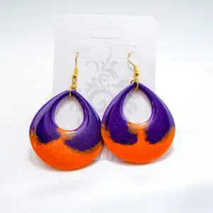 Purple and orange teardrop earrings