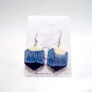 Blue and white geometric earrings